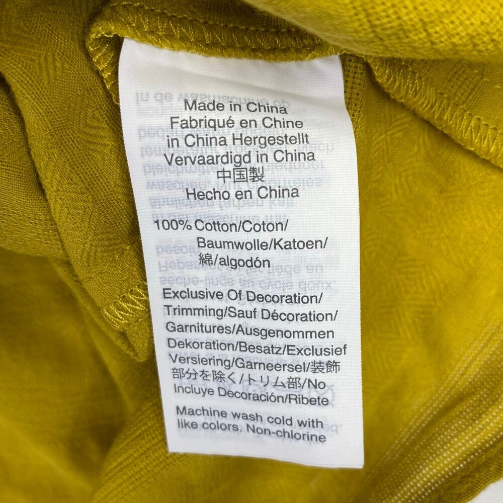 Madewell Embroidered Cassia Ruffle Top Womens Sz S Yellow Boho Summer 3/4 Sleeve - Picture 7 of 9